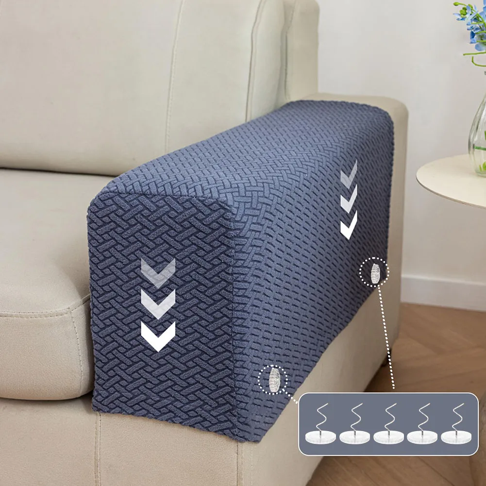 2pcs Sofa Arm Covers Comfortable Soft Jacquard Arm Cover Premium Fabric Stretch Armrest Chair Slipcover Home Couch Arm Protector
