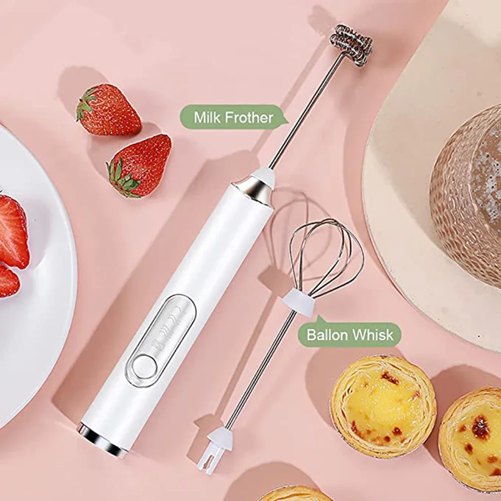 Electric Foamer Mixer Whisk Beater Stirrer 3-Speeds Coffee Milk Drink Frother USB Rechargeable Handheld Food Blender Whisk 2