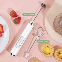 Electric Foamer Mixer Whisk Beater Stirrer 3-Speeds Coffee Milk Drink Frother USB Rechargeable Handheld Food Blender Whisk 2