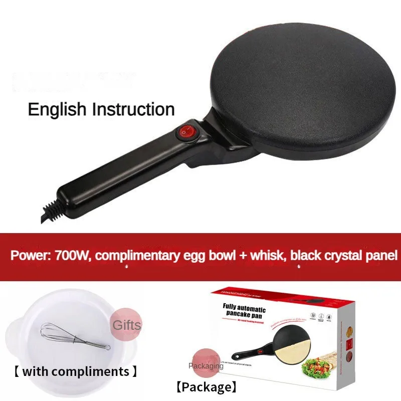 Electric Pancake Pan Crepe Maker Spring Roll Skin Mini Waffle Machine 700W Cake Bake Non-Stick Coating send Egg Basin Whisk 6