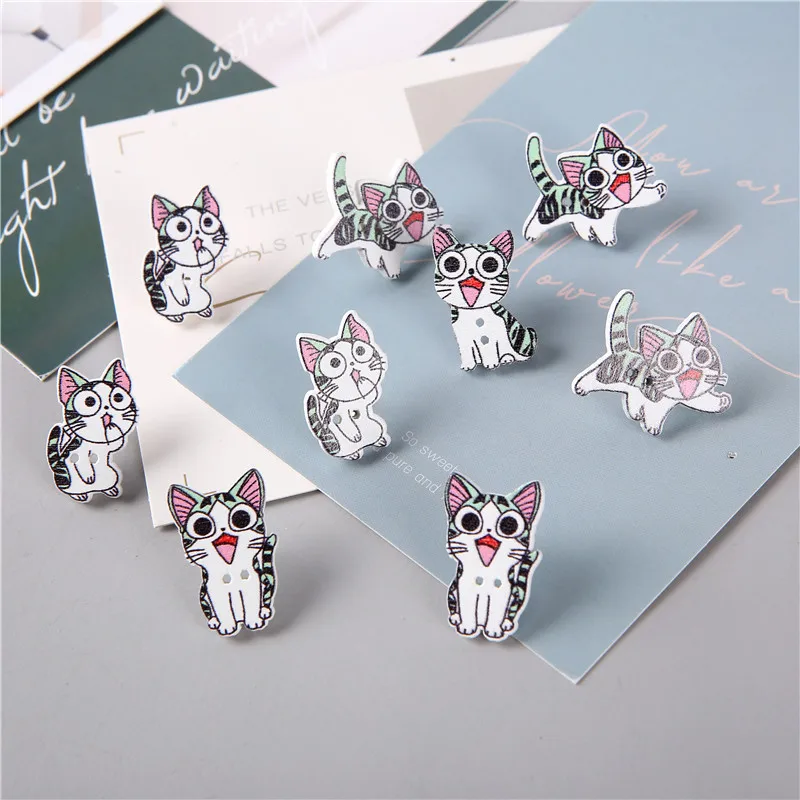 

9pcs Cartoon Cat Push Pins Decorative Personality Wood Pushpin Thumbtack Office Stationery Tacks Pin Cork Board Nail