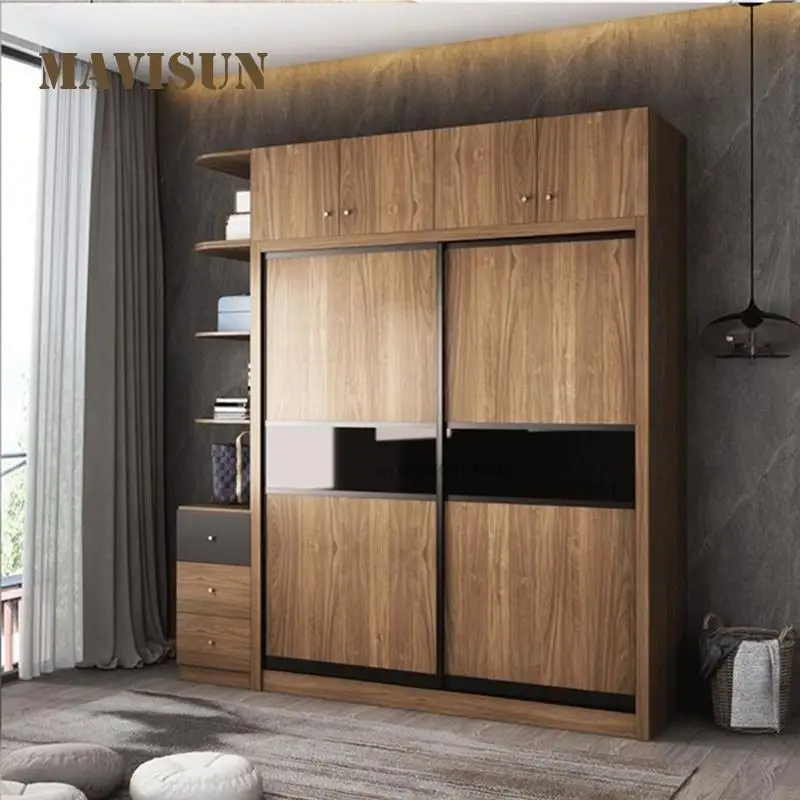 

Nordic Minimalist Panel Sliding Door Assembly Overall Light Luxury Wardrobe Bedroom Storage Economical Glass Coat Cabinet
