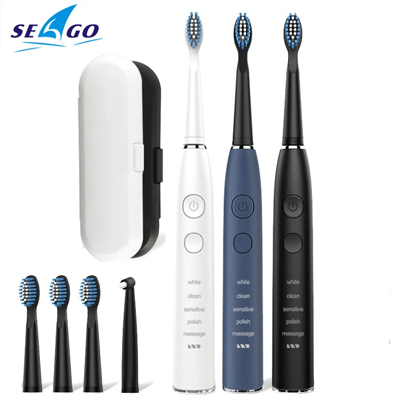 Sonic Electric Toothbrush Adult Upgrade USB Rechargeable SEAGO 360 Days Long Standby Time Waterproof With 5 Brush Heads For Gift long handle pizza oven brush barbecue grill brush with scraper 2 in 1 pizza oven brushes with wire brush heads for cooking