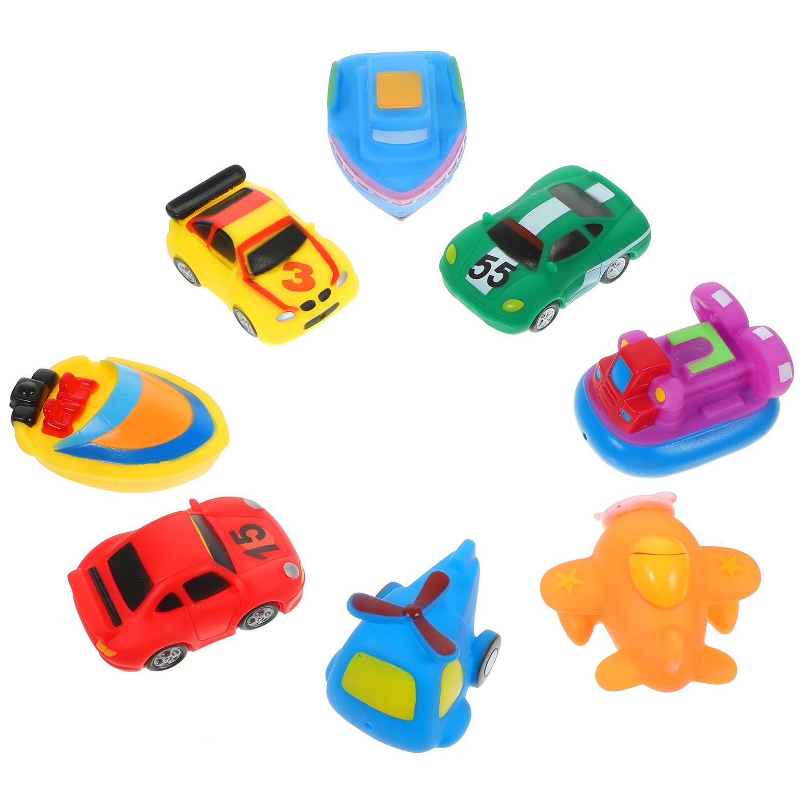 

8 Vehicle Bathing Toys Water Floating Aircraft Car Train Model Quick Dry Bathtub Nursery for Infant(Random Style)