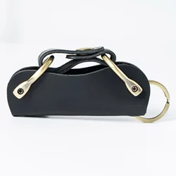 Premium Leather Key Holder and Compact Keychain Case (Black)