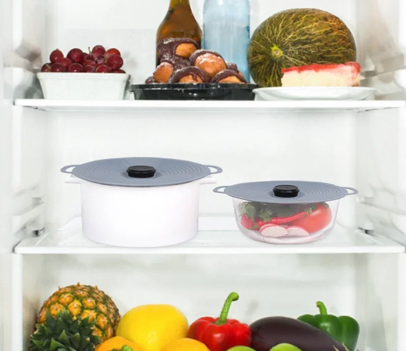 Three Piece Set Silicone Fresh-keeping Lids Silicone Bowl Lids Vacuum Sealed Fresh-keeping High Temperature Resistance