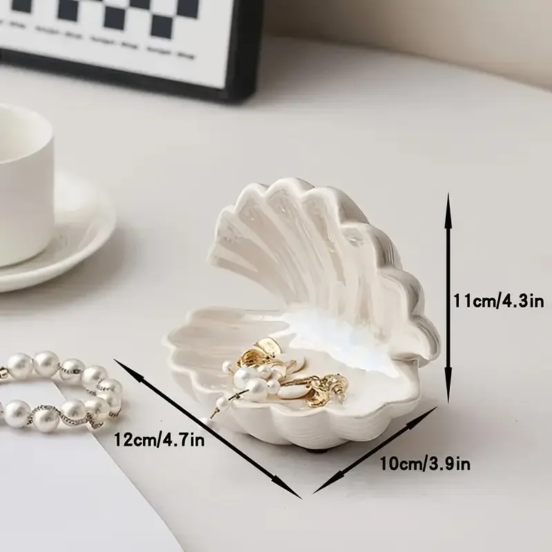 Creative Mini Ceramic Shell Jewelry Storage Tray Jewelry Necklace Display Desktop Jewelry Birthday Gift for Friends 5