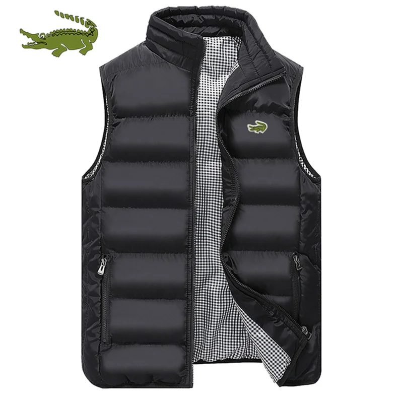 2024High Quality Brand Coats Vest Jacket Men's Fall and Winter Casual Comfortable Sleeveless Solid Color Thickened Cotton Jacket