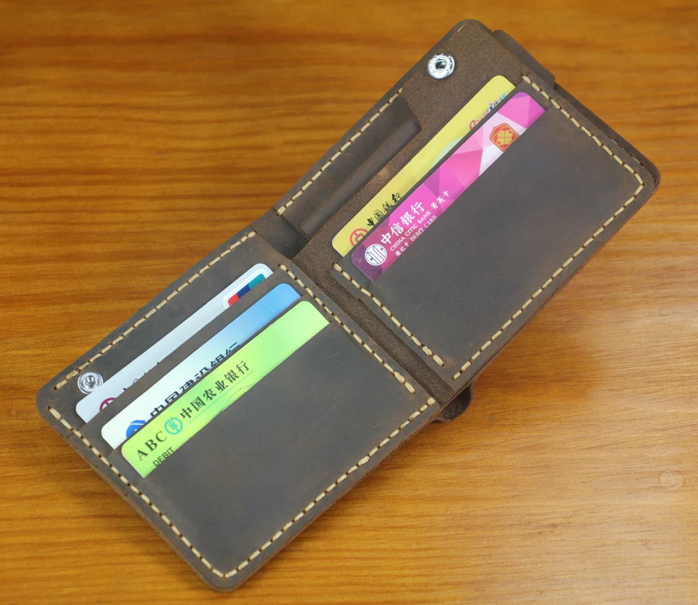 Luxury Handmade 100% Genuine Leather Men Wallet Purse Short Money Clip with Coin Pocket Male Money Bag Multi-Card Wallet Vintage 5