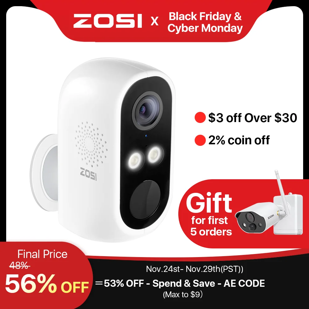 ZOSI C1 Wire Free Battery Security Camera 1080p Full HD IP65 Outdoor