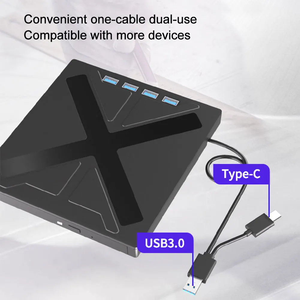 7 in 1 휴대용 CD DVD 플레이어, USB 3.0 C 타입, 외장 CD DVD 드라이브, 휴대용 CD 드라이브, TF 마이크로 SD CD 버너 라이터