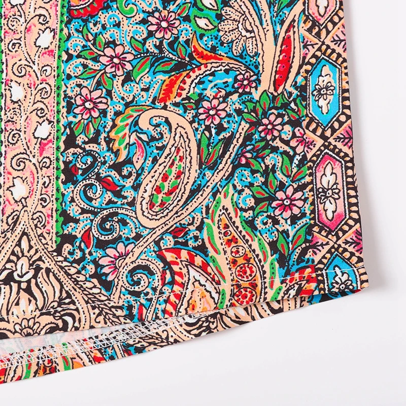 Herren Vintage Paisley-Print Kurzarm-Hemd Ethnisches Blumenmuster Button-Down Hawaiihemd Sommer Dünnes Strand-Freizeithemd – Detail 6
