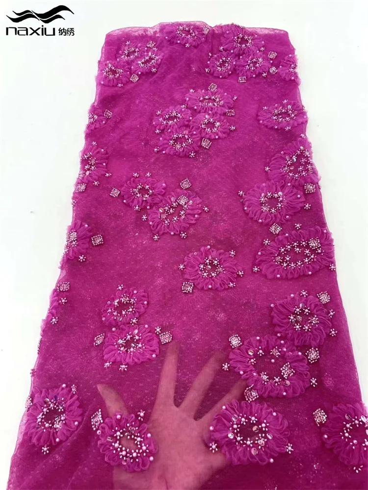 

Madison-Elegant Handmade Beads Nigerian Lace Fabric, African and French Embroidery, Luxury Sequins for Party Dress, 2023