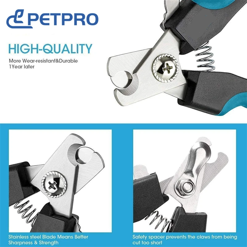 Professional Pet Nail Clipper with Safety Guard Stainless Steel Scissors Cat Dog for Claw Care Grooming Supplies Size Fits All