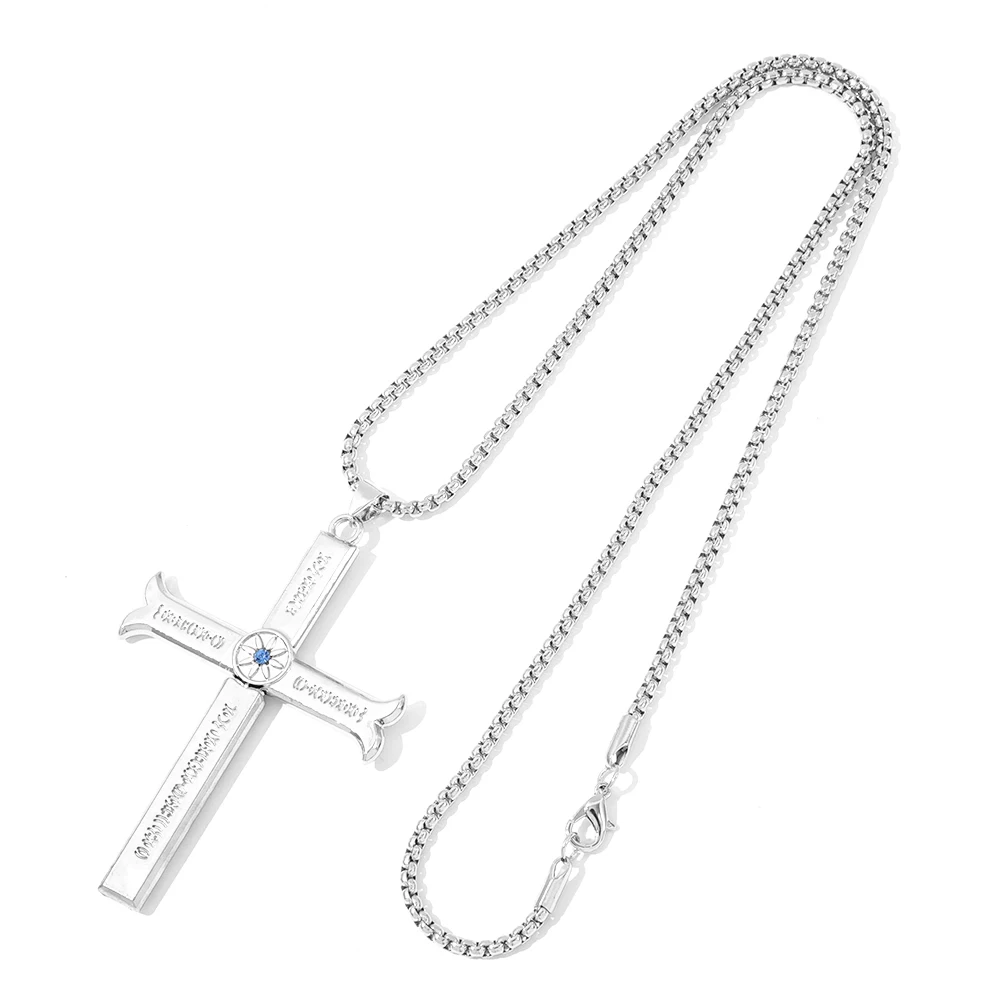 Anime Dracule Mihawk Cross Knife Pendant Necklace Metal Fashion