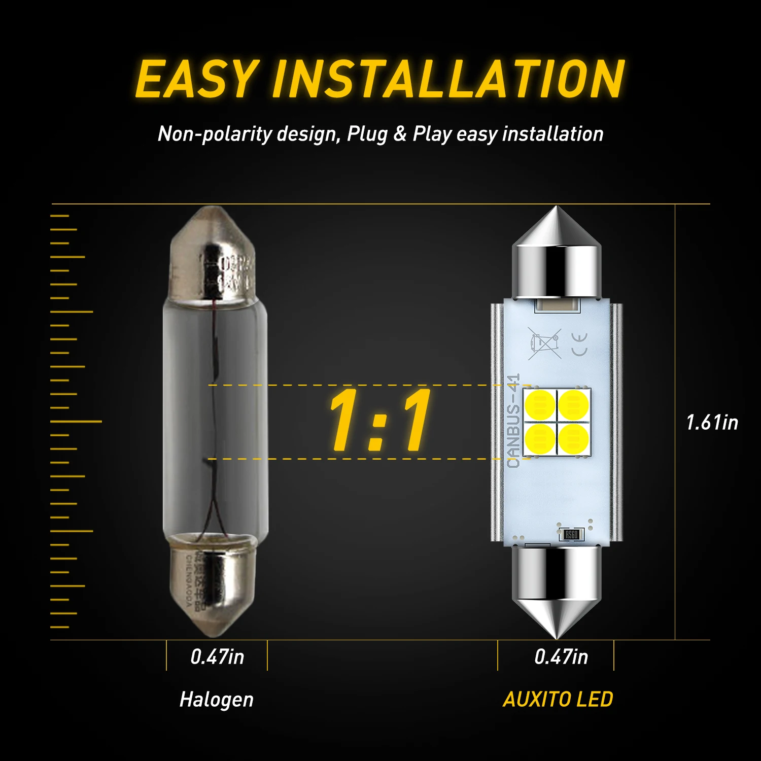 AUXITO-C10W C5W LED Canbus  31mm 36mm 41mm, ڵ ׸ ȣ б  Ʈ 6000K ȭƮ  , 2 