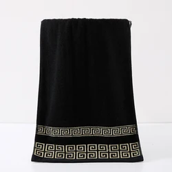 Luxurious Pure Cotton Embroidered Quick-Dry Face Towel - 1pc (Black)