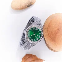 Popular Business Men's Faux Diamond-studded Steel Strap Watch, Fashion Hip-hop Street Culture Cuban Bracelet 2