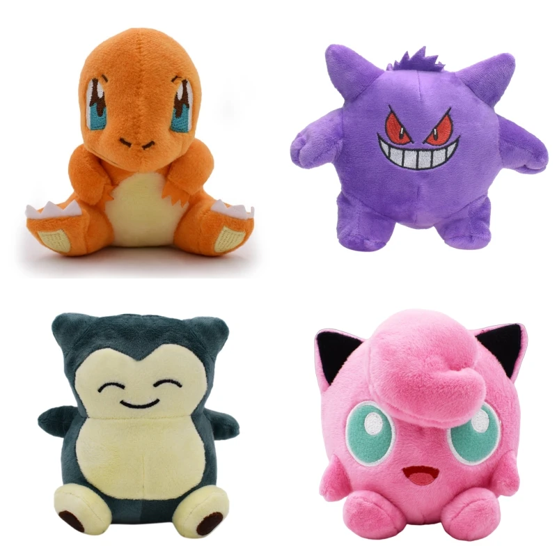 Kawaii Pokemon Charmander Snorlax Gengar Ditto Plush Toys Cute Psyduck Shiny Jigglypuff Anime Figure Stuffed Animals Dolls Kids