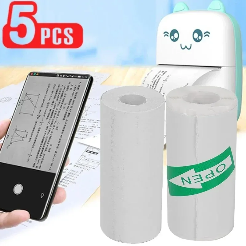 미니 프린터 감열지 라벨 스티커, 어린이용 자기 접착 용지, 즉석 카메라 프린터 용지, 5 롤, 57x25mm