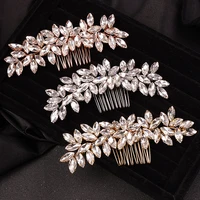 Crystal Rhinestone Hair Combs Rose Gold Silver Color Headpiece For Bride Women Wedding Hair Accessories Head Jewelry 1
