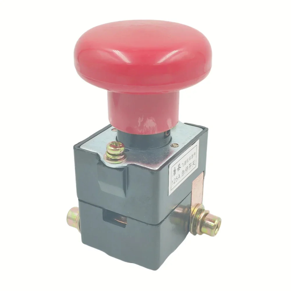 High-Amperage Red Emergency Stop Mushroom Push Button Switch for Industrial Vehicles and Equipment