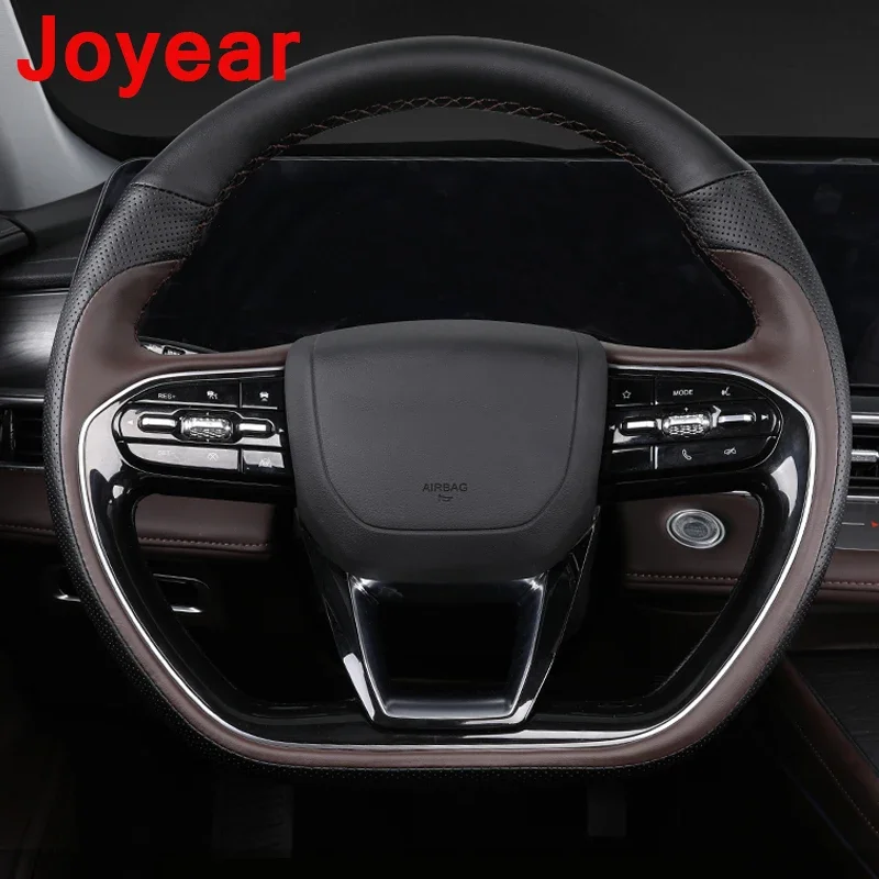 

For Chery Tiggo 8 Pro 2022 Hand Stitched Steering Wheel Cover Anti-scratch Wear-resistant Interior Leather Car Accessories
