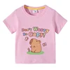Capybara Kids Funny Cotton T-shirt 3-10Years Children Short Sleeved Summer Tees 2025 New Capibara Girls Casual Tops Boy Clothes 1