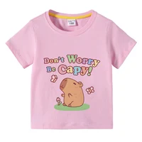 Capybara Kids Funny Cotton T-shirt 3-10Years Children Short Sleeved Summer Tees 2025 New Capibara Girls Casual Tops Boy Clothes 1