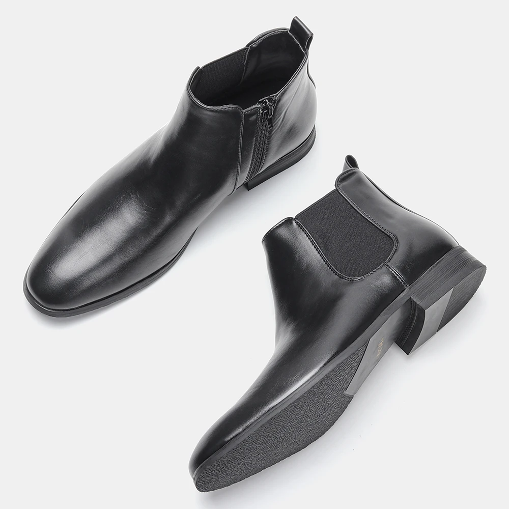Size 39-48 Men Chelsea boots with zipper Fashion Leather Ankle boots for men
