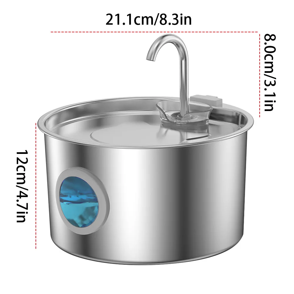 3.2L Pet Water Fountain Water Dispenser Stainless Steel Automatic Water Feeder Triple Filtration Drinking Fountain for Cats Dogs