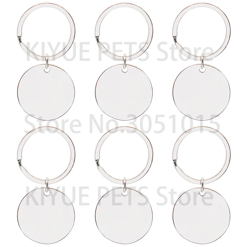 50sets Round Blank Dog Tags Personalized Pet Plate Medal Key Rings