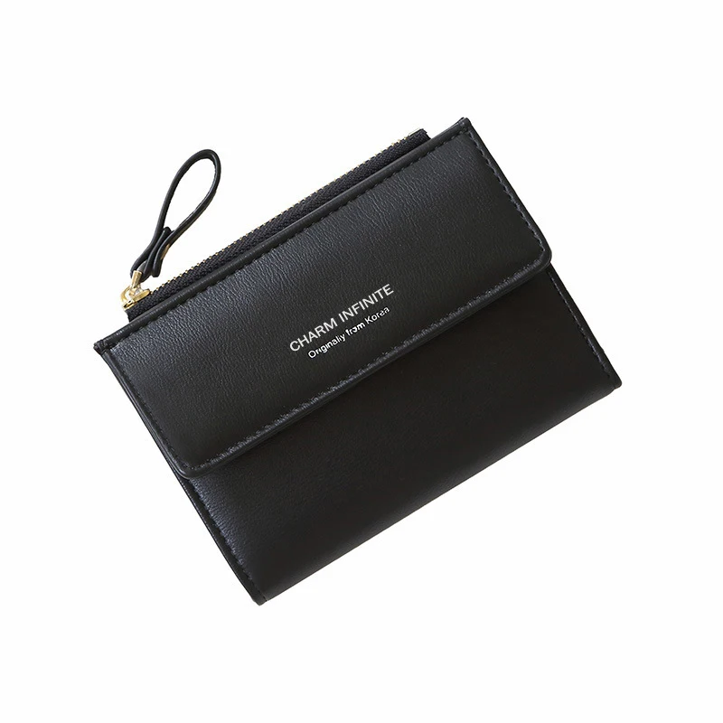 

Women Wallets Short Solid Color Letter Female Pu Leather Multifunction Zipper Coin Purses Ladies Hasp Multi-cards Holder Clutch