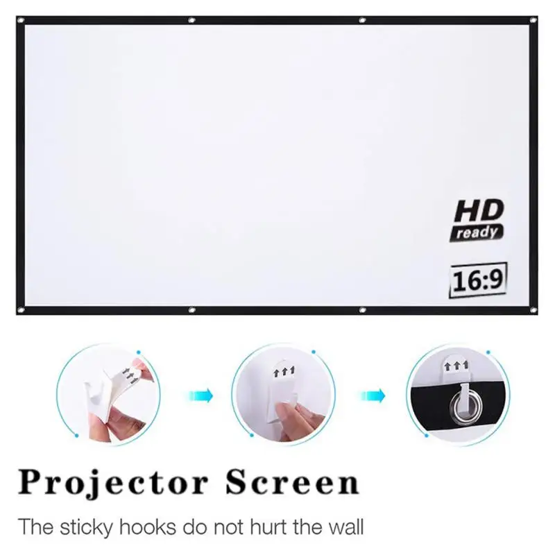 16:9 Projection Movies Screen Theater Outdoor Projector Screen HD Foldable Anti-Crease Thin Projection Screen Video Beamer Home