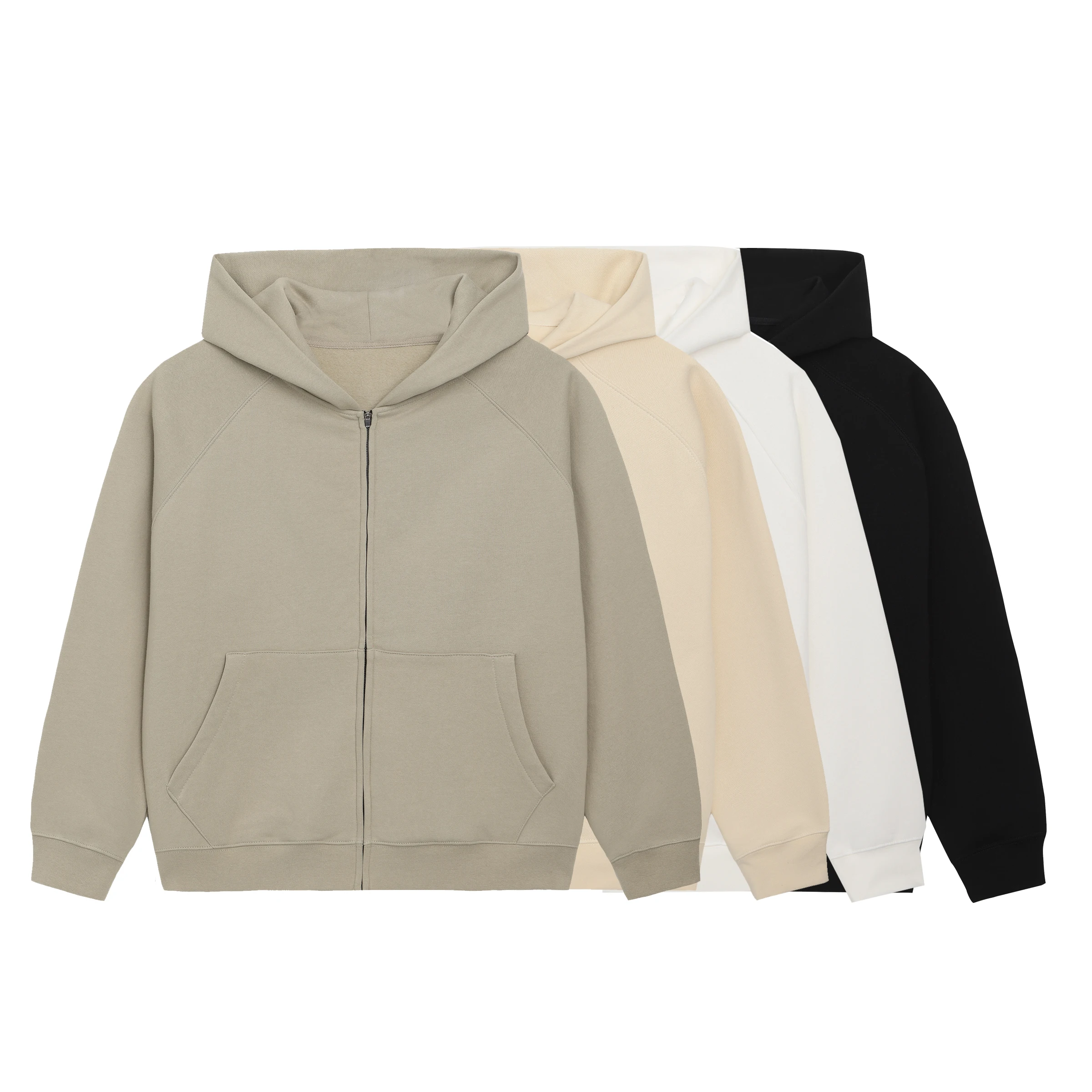 

New High Quality Solid Color Zip Hoodies Sweatshirts Loose Unisex Fashion Oversized Street Hip Hop Cotton Zip Sweatshirt