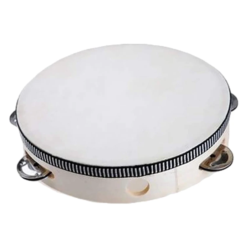 Dilwe Wood Tambourine 6 inch Wooden Handheld Tambourine Hand Drum Bell Musical Percussion Instrument Toy Gift 