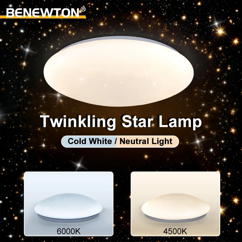 Modern LED Ceiling Lights Round Cold White Neutral Light 16W Gentle Star Sparkle Ceiling Lamp Bedroom Kitchen Living Room Decor
