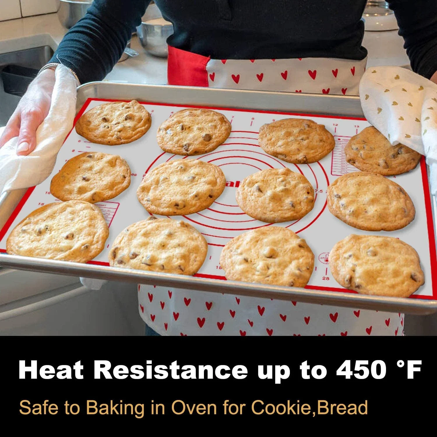 WALFOS نونستيك العجن حصيرة مع قياس سيليكون الخبز ح...