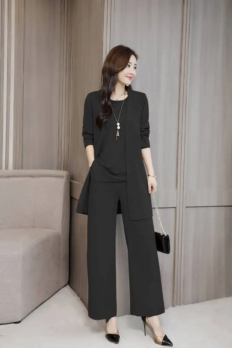 2024 Spring and Autumn Season New Fashionable and Fashionable Wide Wife Slimming Fashion Large Size Set Women's Three Piece Set