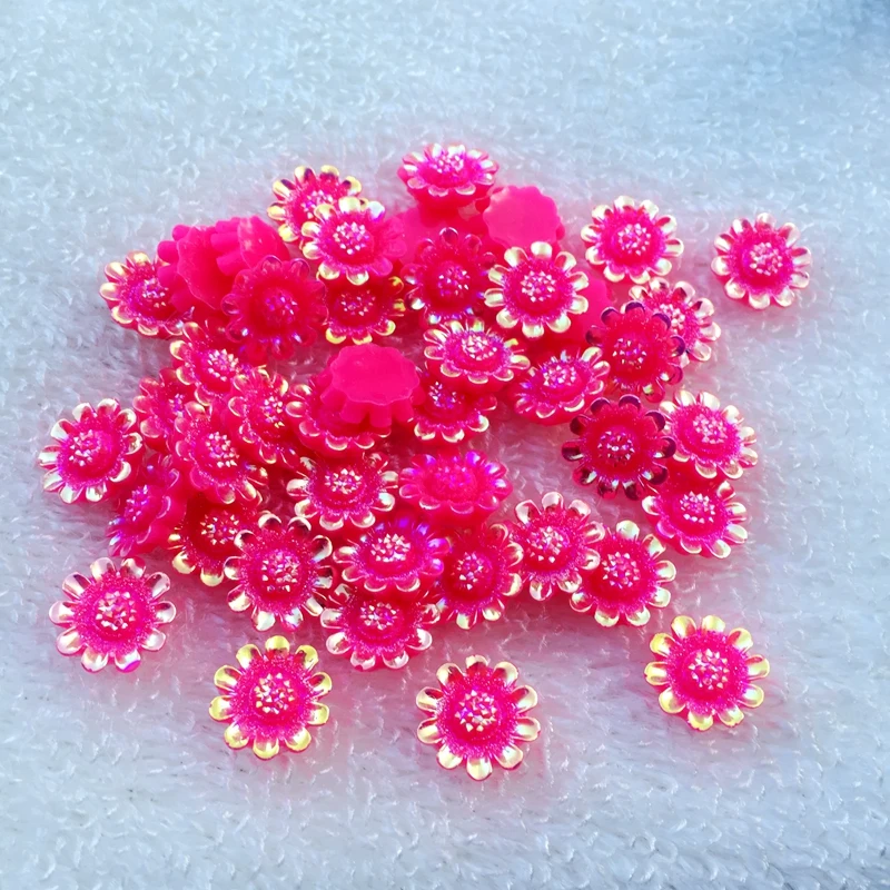 12mm AB 수지 플라워 디자인 라인석 아트 라인석, DIY 웨딩 데코레이션 40pcs -B08