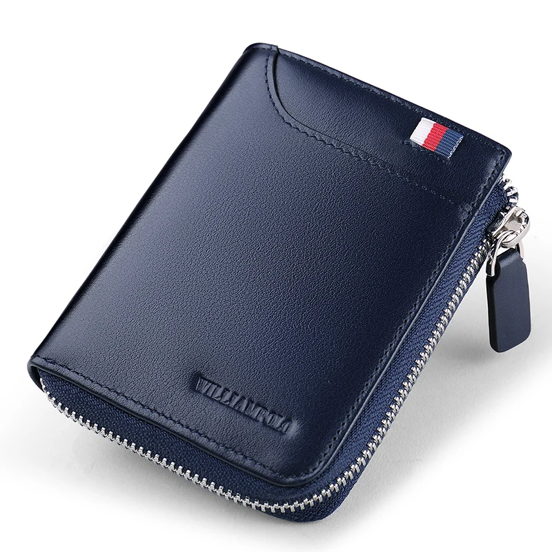 WILLIAMPOLO Men Wallets Genuine Leather Wallet Men Luxury Brand Purses Wallets For Men Zipper Coin Purse Wallets With Gift Box 2