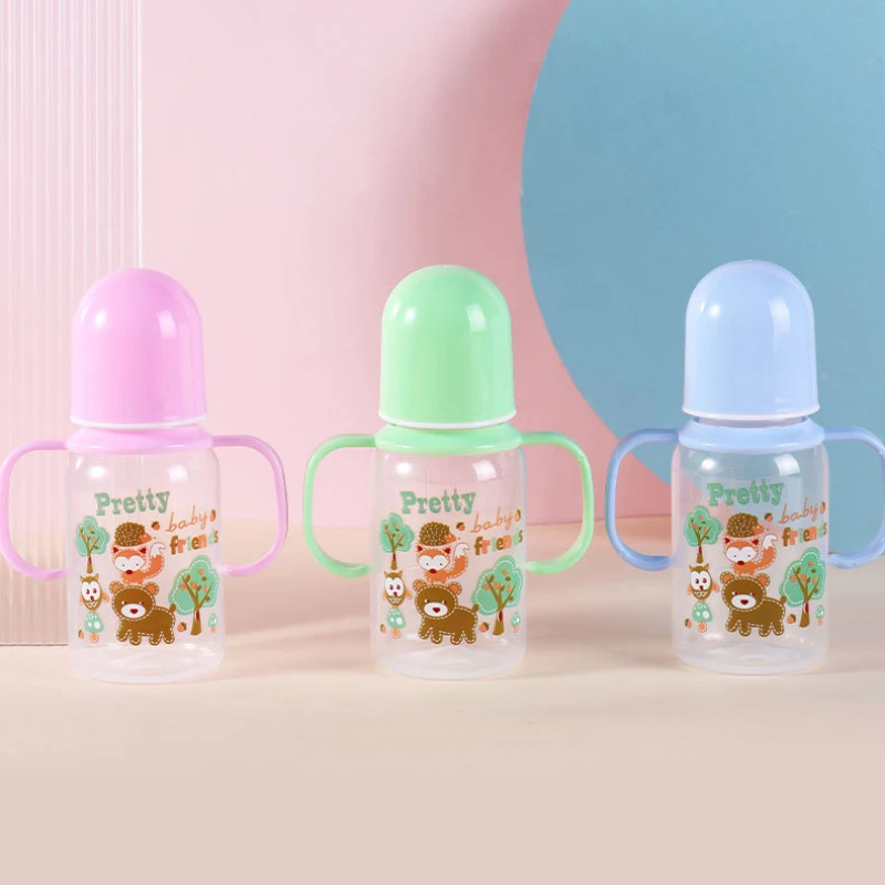 125ML Baby Bottle with Handle PP Material Newborn Bottles Milk Bottle Baby Feeding Bottles Toddler Infant Feeding Supplies