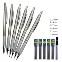 11Pcs/set All Metal Mechanical Pencils 0.3, 0.5, 0.7, 0.9, 1.3 2.0Mm Lead Refills Art, Writing, Sketching Retractable Design 2