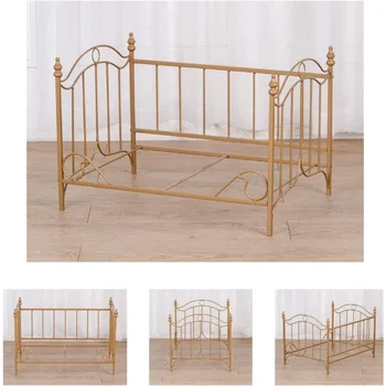 Pet Bed, Dog Bed with Metal Frame and Detached White Velvet Cushion with 2 Pillow for Small Dog 6