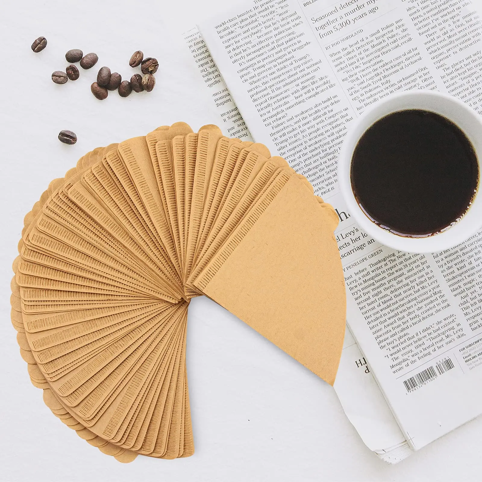 Natural Paper Cone Coffee Filters for Pour Over and Drip Brewing