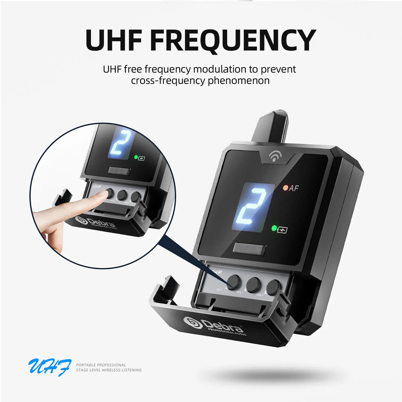 Wireless In Ear Monitor Debra UHF portable wireless in-ear monitoring system Stable signal reception Rechargeable Suitable for small concerts