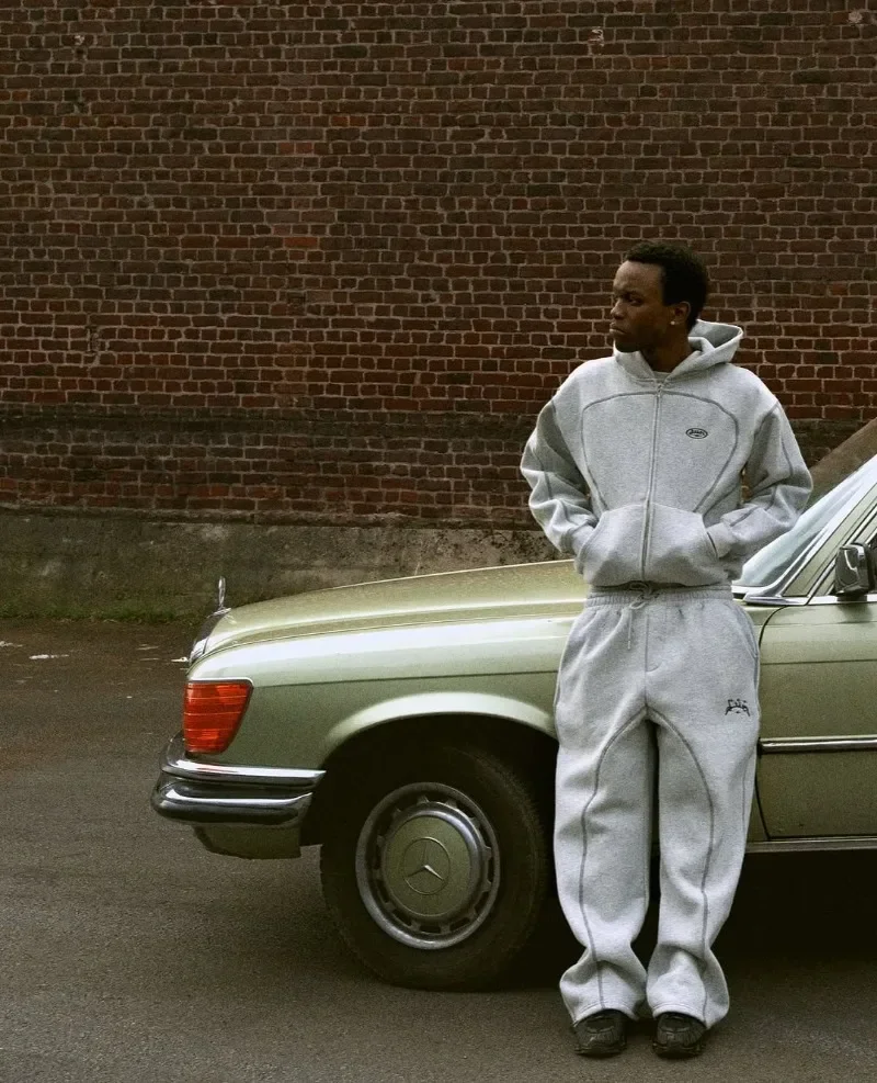 fashion High street hip hop new Y2k men clothing set retro trend casual sportswear personality pattern design loose sweatpants 3