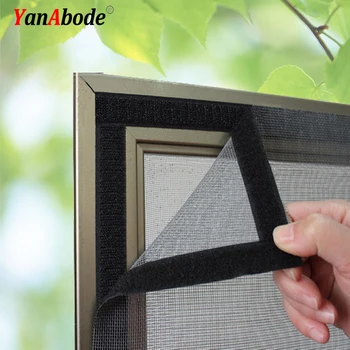 Écran de fenêtre auto-adhésif en Velcro noir, amovible et lavable, taille personnalisable, moustiquaires en Tulle, rideaux de contrôle des insectes d'été 1