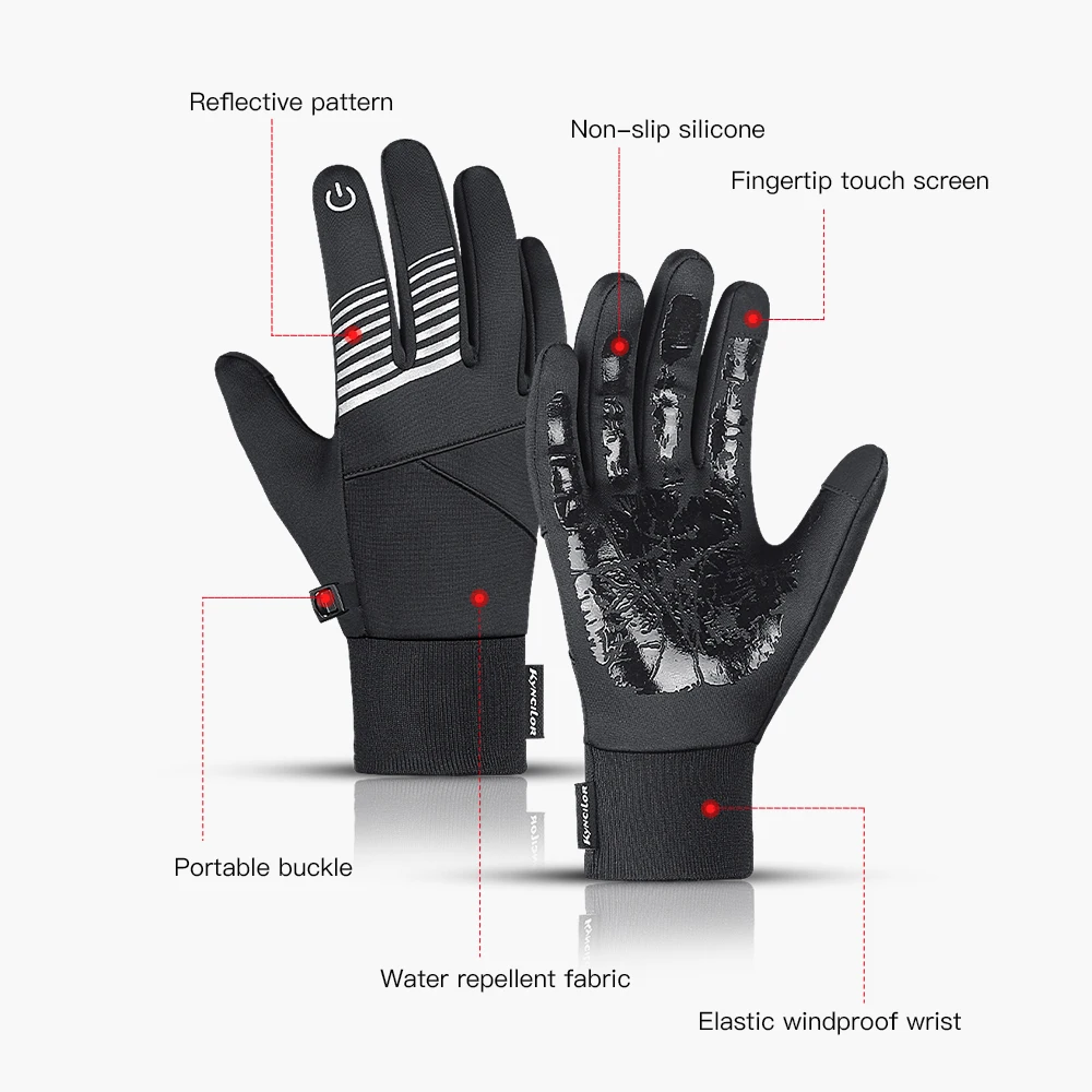 Autumn Winter Cycling Gloves Fluff Warm Waterproof Nonslip Touch Screen Skiing Running Riding Motorbike Gloves Men