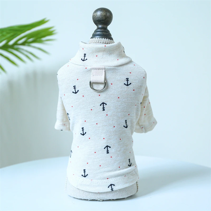 Camisola de algodão respirável para cães pequenos e médios, Mini moletom estampado para buldogue francês, designer de marca, roupas quentes para gatos, outono